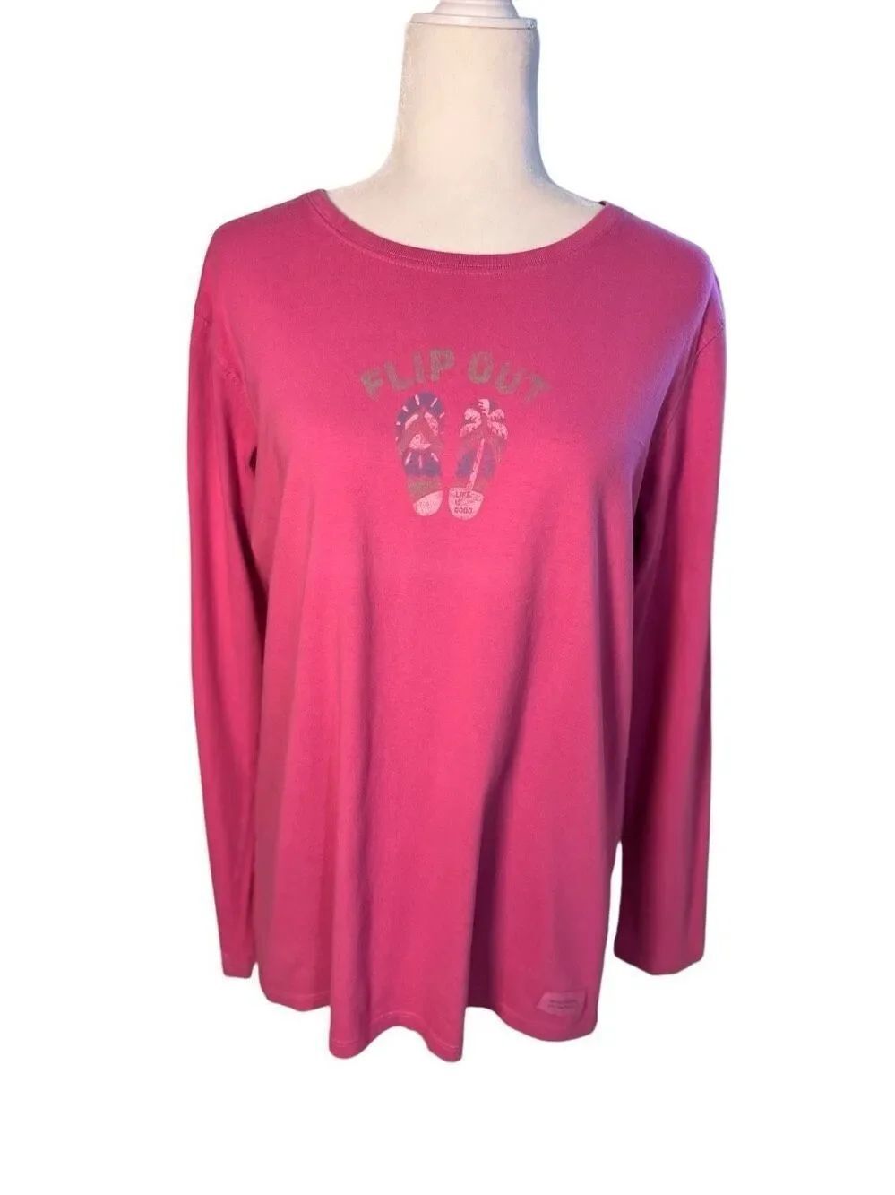 Life Is Good pink flip flop long sleeve t-shirt - L